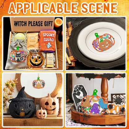 80PCS Wooden Halloween Decoration Pumpkins Ornaments to Paint Happy Halloween Cutouts Unfinished, DIY Blank Unfinished Ghost Spider Web Black Cat Trick or Treat Boo Ornament for Home Crafts Hanging