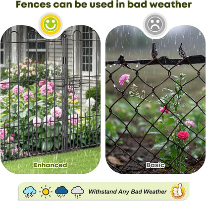 10 Panels Decorative Garden Fence with U-Shape and Latch Gate, 39.51 in(H) X 23.08 ft(L) Dog Fence Outdoor for Yard Security, Garden Fencing Includes Deep Stakes