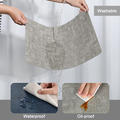 Myir JUN Placemats Dual Sided, Faux Leather Place Mats Indoor Set of 8 for Dining Table Non-Slip Washable Placemat Heat Resistant Outdoor Table Mats (Set of 8, Gray Blue)