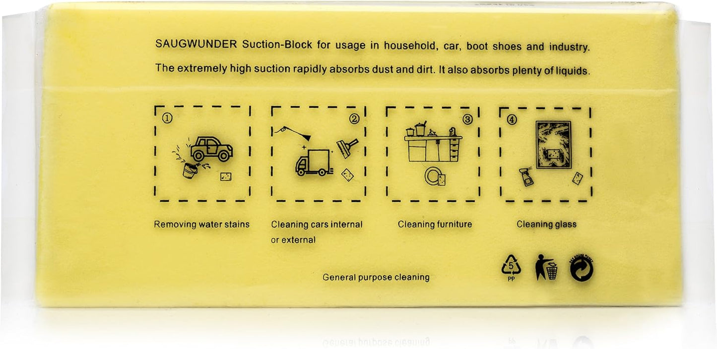 Cleaning Sponge Super Absorbent Water Durable ^~ You Know 17.5×7.5×3.5 cm[6.9 x 3 x 1.38 inches] Use for Household Clean Cars/Boats The dust and Dirt on Furnitures,Bathtubs&etc.(Yellow)