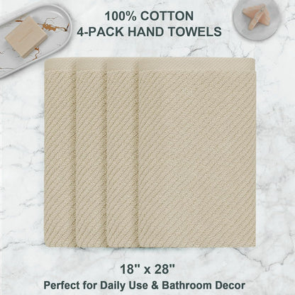 VOOVA & MOVAS Taupe Hand Towels for Bathroom, Large 18"x28" | 100% Cotton | Lightweight | Thick | Quick Dry | Soft | Absorb, Beige Bath Hand Towels Set of 4, Bathroom Essentials, Tan
