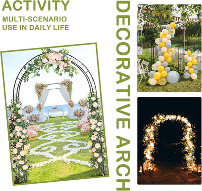 Outvita 7FT Garden Arch Arbor with Plant Stand, Heavy Duty Metal Arbour Archway, Decorative Frame Stand Trellis for Wedding Ceremony Party Plant Climbing Rose Vines Lawn