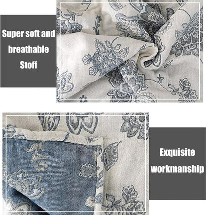 MSGKV Throw Blanket 100% Cotton Blankets Stitch Blanket,Versatile Knit Woven Super Soft Warm & Decorative Blankets for Chair Bed Sofa Couch and Bedroom Living Room,60''Wx 80''L