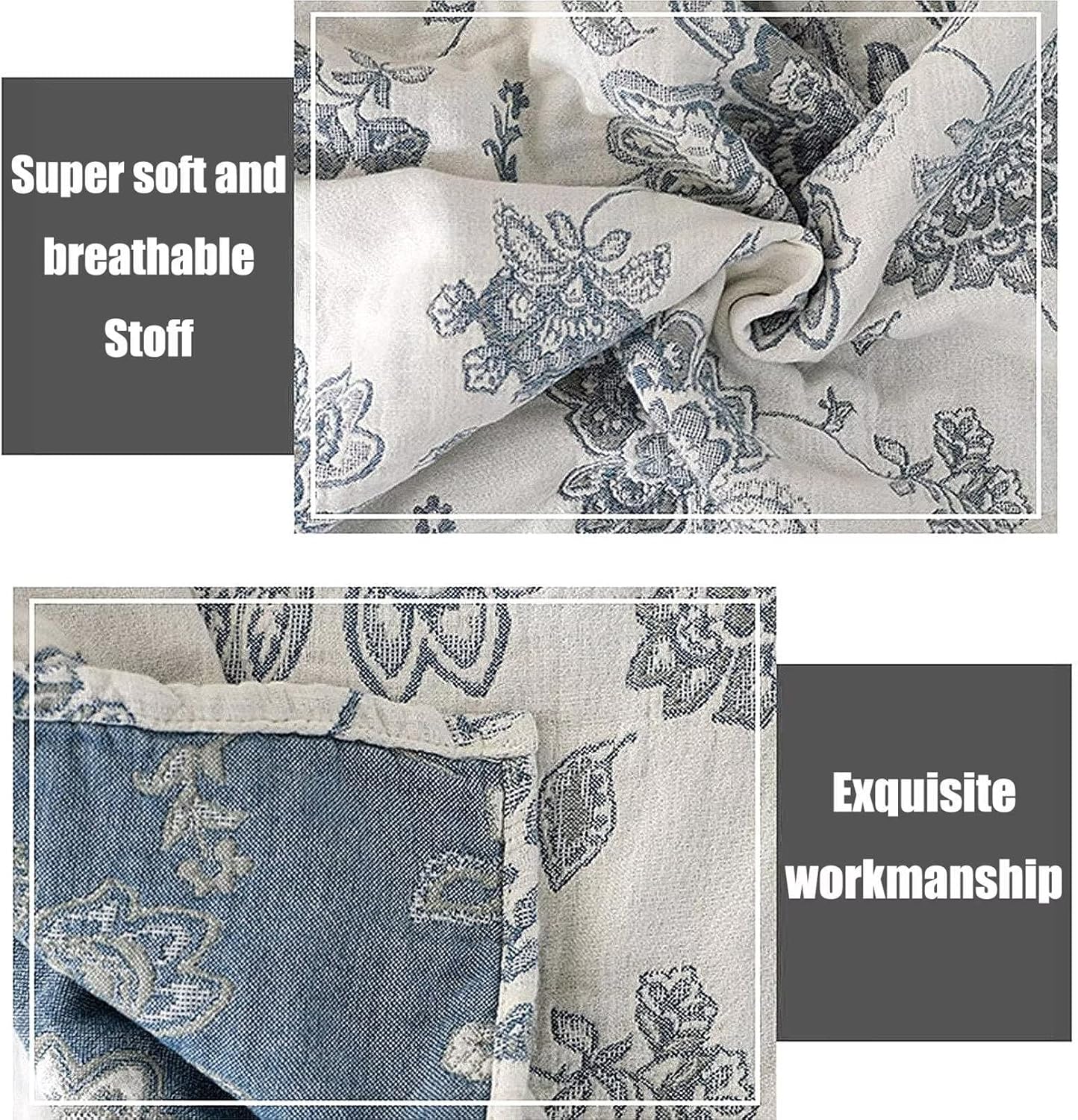 MSGKV Boho Throw Blanket for Couch Sofa Bed Decor, 100% Cotton Blankets Warm Versatile KnitWoven Blanket, Super Soft Warm & Decorative Blanket for Sofa Bed Living Room, 78''Wx 90''L