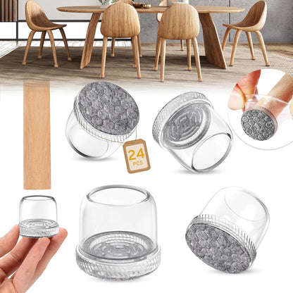24PCS Extra Small Chair Leg Floor Protectors, Furniture Sliders, Chair Leg Protectors for Hardwood Floors, Non-Slip Felt Furniture Pads, Round Silicone Cap Covers to Protect Floors(Fit 0.5" - 0.75")