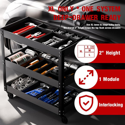 【6 PCS Extra-Large】 Tool Box Drawer Organizer Trays with Non-slip Pads, Heavy-Duty Tool Chest Drawer Organizer for Rolling Tool Chest and Garage Drawers, Truck Toolbox organizer and Workbench Storage