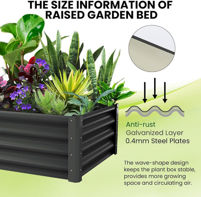 Large Outdoor Planter Boxes Kit Set of 2,6x3x1ft Galvanized Raised Bed Planter with Open-Ended Base Design, Elevated for Outdoor Plants, Durable Raised Bed for Gardening,Green