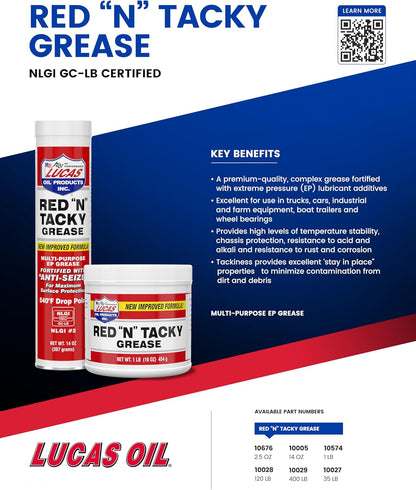 Lucas Oil 10574 Red "N" Tacky Grease - 1 Pound