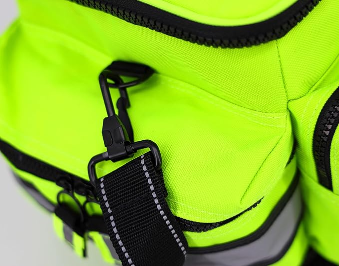 Lightning X Mid-Sized First Responder EMT Bag | LXMB25 | Fully Stocked w/ 240+ First Aid, EMS & Trauma Supplies - Fluorescent Yellow