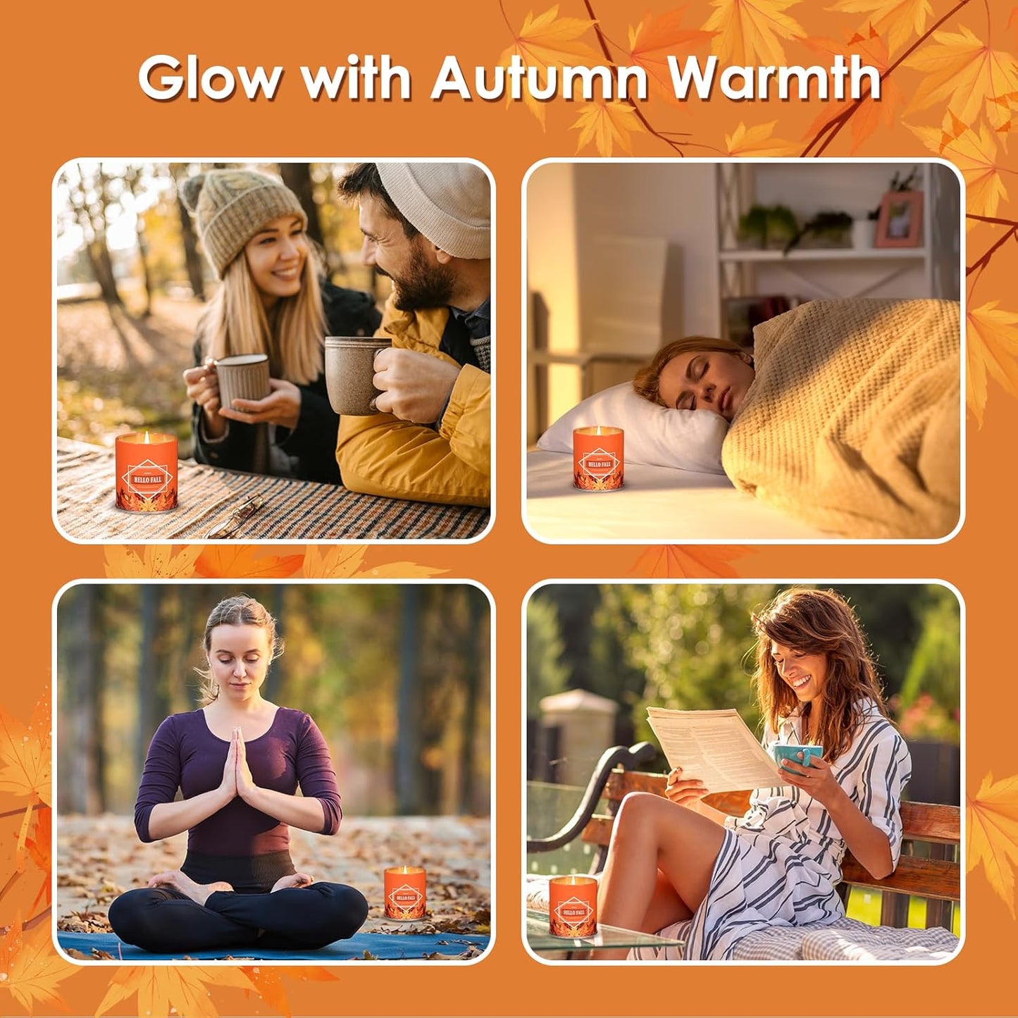 Hello Fall Scented Candle – 9 oz Soy Wax in Travel-Friendly Reusable Tin, Non-Toxic & Clean Burning, 50-Hour Burn – Cozy Autumn Fragrance, Holiday Gift & Fall Decor for Women & Men