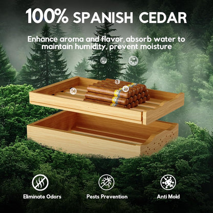 Tylza 88L Ciagr Humidor Cabinet, Humidity & Temp Control Electric Humidors for Cigars, 546 Counts, Silent Compressor, Reversible Door, Cigar Humidors with Spanish Cedar Drawer Shelves, Gifts for Men