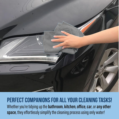 GREEN LIFESTYLE Chamois Cloth, Microfiber Cleaning Cloth 50 Pack, Borderless Towels Cleaning, Car Microfiber Towel, Drying Car Wash Towels (11.5" x 11.5", Grey)