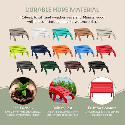 WestinTrends Dylan Outdoor Patio HDPE Adirondack Ottoman Footrest, Red