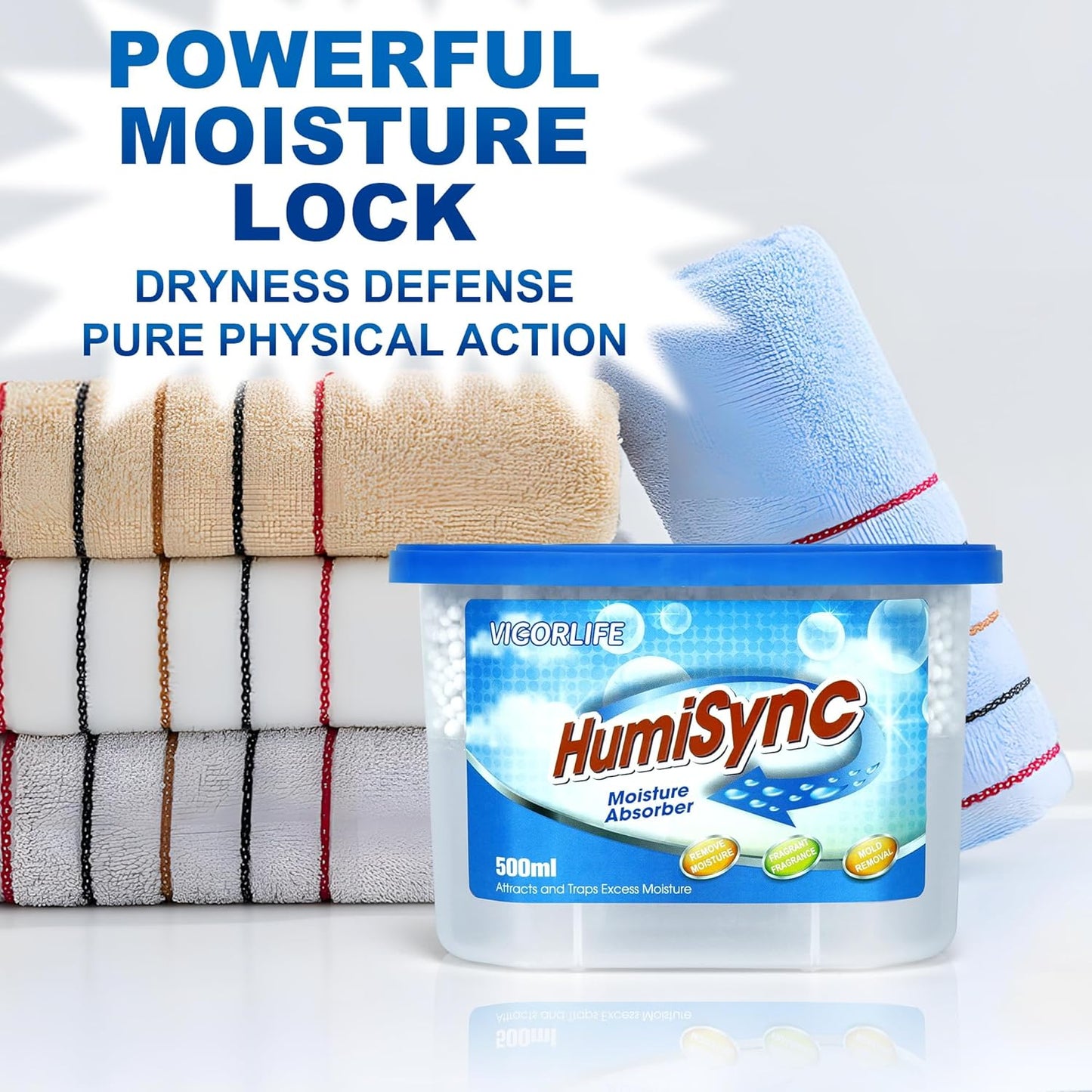 Moisture Absorbers 6 Pack, 16.9oz., Portable Humidity Absorber Boxes for Bathroom, Closet, Kitchen, Dehumidifiers, Attract and Trap Excess Moisture, Convenient and Effective, Blue