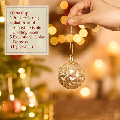 Valery Madelyn Ornaments for Christmas Trees, 16ct 2.36 Inches Red and Gold Shatterproof Christmas Tree Decorations, Luxury Hanging Ball Ornaments for Xmas Holiday Party Decor