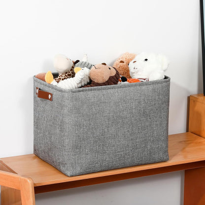 DULLEMELO Large Storage Baskets, 3 Pack Foldable Storage Baskets Bins for Colthes Organizer, Fabric Storage Organizer Baskets for Shelves Closet Nursery Toy Storage(Gray)