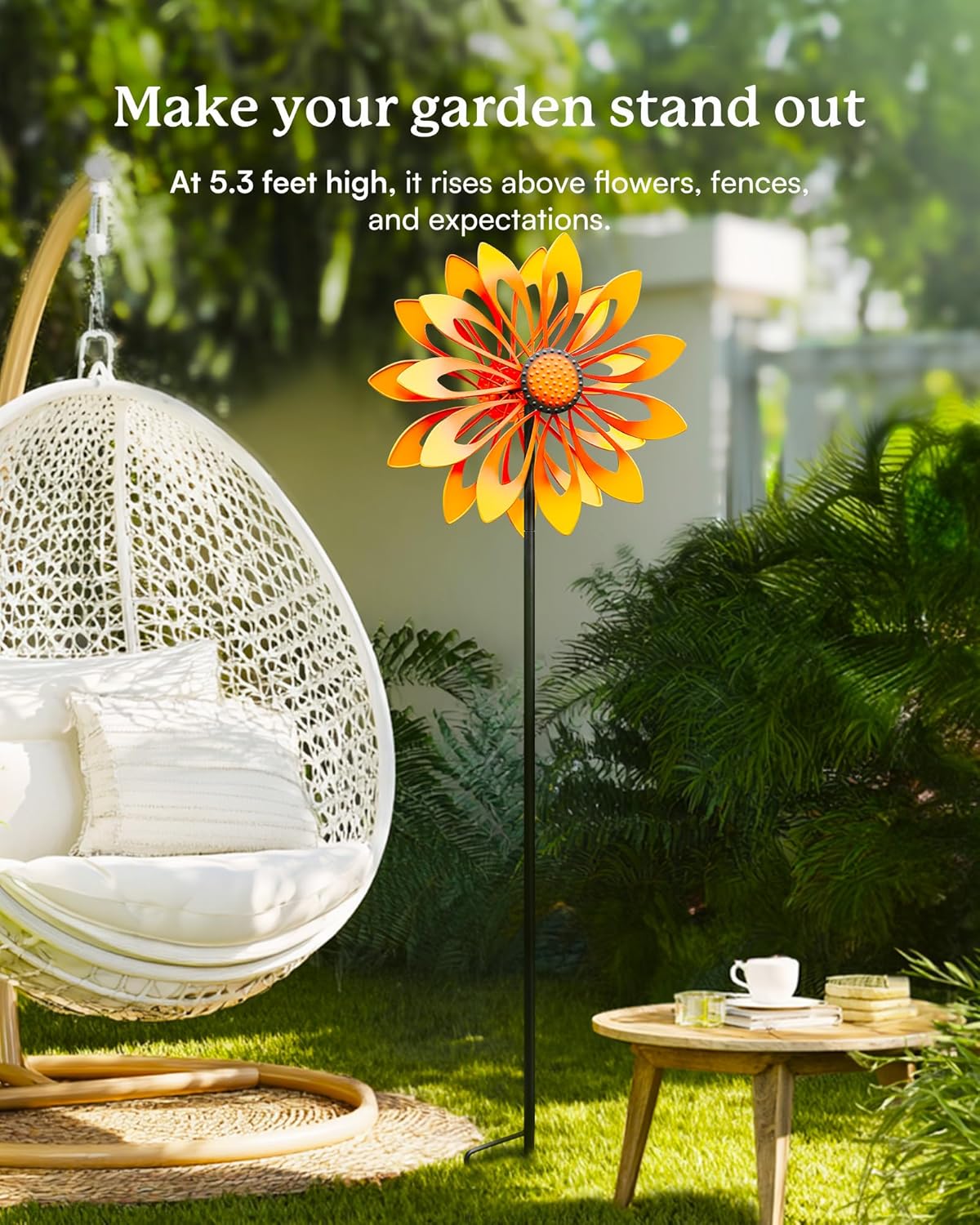 Floral Yard Garden Wind Spinners - Kinetic Outdoor Metal Wind Spinners, Lawn Yard Garden Decor, Birthday Gifts for Women(Sunflower)