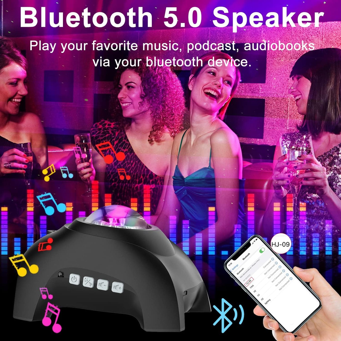 Star Projector, Galaxy Light for Bedroom Night Lights, Aurora Projector with Bluetooth Speaker for Kids and Adults, Living Room Decor