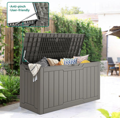 YITAHOME 80 Gallon Resin Deck Box, Outdoor Lockable Storage Box for Patio Furniture, Waterproof Patio Deck Box for Cushions, Pool Supplies, Sports Equipment and Garden Tools, Taupe