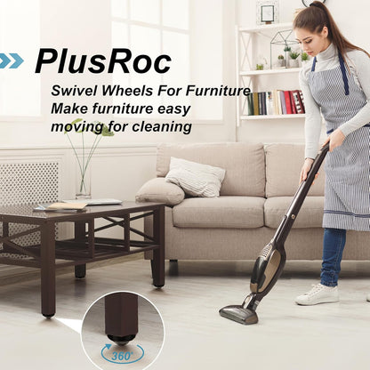 PlusRoc 8 Pack Anti-Rust Wheels Stainless Steel Self Adhesive Caster Wheels for Mop Bucket, Kitchen Appliance Rollers Sliders, Load Capacity 28LBS Per Wheel for Furniture