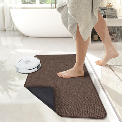 Bath Mat,Ultra Thin Bathroom Runner Rugs,Large Bath Mats for Bathroom,Quick Dry,Non-Slip,Machine Washable,Low Pile,Bath Rug,Shower Outside,Sink,Home Decor Accessories.Brown,1'5"x2'11"（17x35inch）