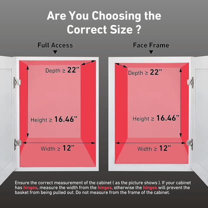 Pull Out Cabinet Organizer(11" W x 21" D), 2 Tier Wire Basket Slide Out Shelf Storage with Wood Handle, Pull Shelf Drawers for 12-1/4” Cabinet Opening, Chrome