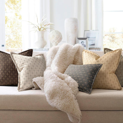 ZWJD Pillow Covers 22x22 Set of 2 Soft Polyester Textured Pillow Covers with Stylish Flange Edge Cozy Farmhouse Throw Pillows for Couch Bed Sofa Living Room