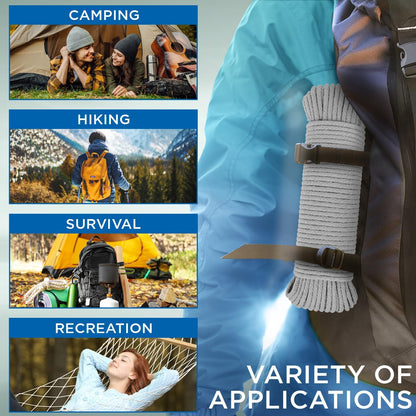 TECEUM Cotton Rope 3/16” (5 mm) – 50 FT – Strong All-Purpose Braided Rope – Natural Cotton – for Crafting, Сamping, Clothes Line, DIY, Indoor & Outdoor Use – Light Gray