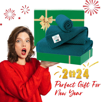 VOOVA & MOVAS Towels Set for Bathroom, 100% Cotton | Quick Dry | Soft | Thick, 3 Piece Towel Set, 1 Large Bath 30" x 56", 1 Hand 18" x 28", 1 Wash Cloth 13" x 13", Bathroom Essentials, Deep Turquoise