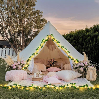 JMEXSUSS 33 FT 100 LED Eucalyptus Vine Fairy Lights, Vines with Lights Battery Operated with Remote, Eucalyptus Leaf Light Garland Indoor Outdoor for Bedroom Wall Classroom Party Decor(Warm White)