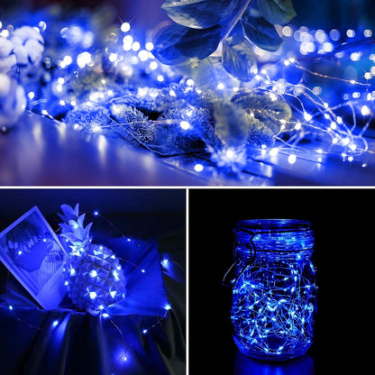 2-Pack 200 LED Solar Fairy Lights Outdoor, Upgraded Oversize Lamp Beads & Super Bright Solar String Lights Outoor, 8 Modes Solar Lights for Garden Patio Decorations(Blue)