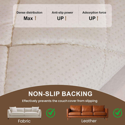 OTOB All Seasons Sofa Covers for 3 Cushion Couch Washable, Fuzzy Non Slip Kids & Pet Friendly Couch Cover Furniture Protector, Soft Plush Sofa Slipcovers Dog Bed Mats (Cream, 31.5" x 70.9'')