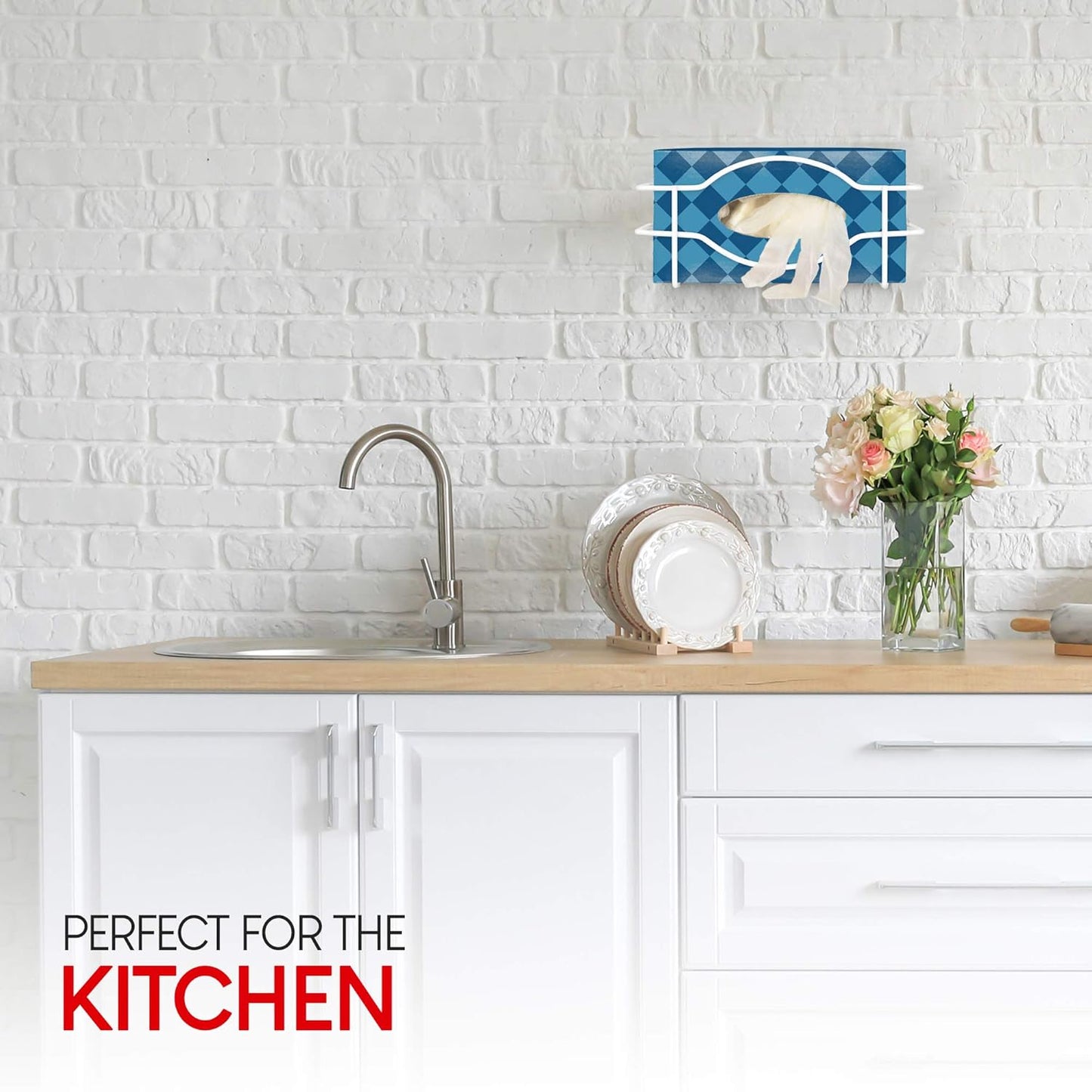 Stock Your Home (White Metal Single Gloves Dispenser (2 Pack) Tissue Box Shelf, Glove Box Holder Wall Mount, For Kitchen, Cleaning Closet, Lab, Exam, Office