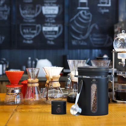 Coffee canister for ground coffee with Transparent Window,Date Tracker,CO2 Valve 304 Stainless Steel Kitchen Food Airtight storage container for Coffee Beans or Grounds, Tea, Sugar(Silver 22OZ)