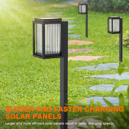 Solar Lights Outdoor Pathway 6 Pack, Solar Pathway Lights Outdoor 24" Tall Bright Auto On/Off Waterproof Garden Landscape Lighting for Path, Yard, Walkway, Driveway, Outside Decor Father's Day