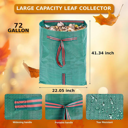 72 Gallon Leaf Collector,3-Pack Yard Waste Bags,Large Dustpan-Type Lawn and Leaf Bags, Leaf Bags for Yard Debris,Grass Clippings,Collapsible Trash Can for Parties,Laundry,Camping