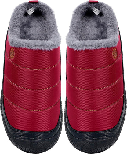 Womens Mens House Slippers Slip on Snow Winter Warm Fully Fur Lined Slippers Indoor Outdoor Shoes