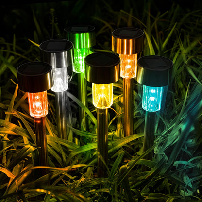 GIGALUMI Solar Lights Outdoor Waterproof, 12 Pack, Stainless Steel LED Solar Garden Lights for Patio, Lawn, Yard and Landscape, Garden Decor Patio Decor,Multicolor
