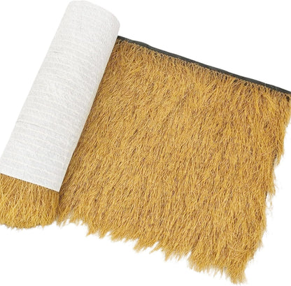 Realistic Synthetic Thatch Roll Sun-Bleached Yellow - 18 & 30 Inch Widths - Reinforced Weave for Mexican Palapa, Tiki Bars, Hawaiian Parties & Patio Decor (18 Inch Width x 15 Feet Length)