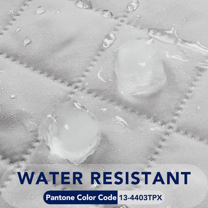 PureFit Reversible Quilted Sofa Cover, Water Resistant Slipcover Furniture Protector, Washable Couch Cover with Non Slip and Elastic Straps for Kids, Dogs (Oversized Recliner, Light Gray/Ivory)