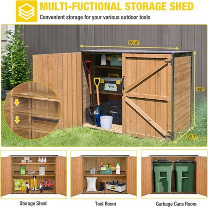 Aivituvin Outdoor Storage Shed Upgraded with Strong Metal Frame Horizontal Storage Cabinet for Trash Cans and Yard Tools 4.2 ft. x 2.3 ft.