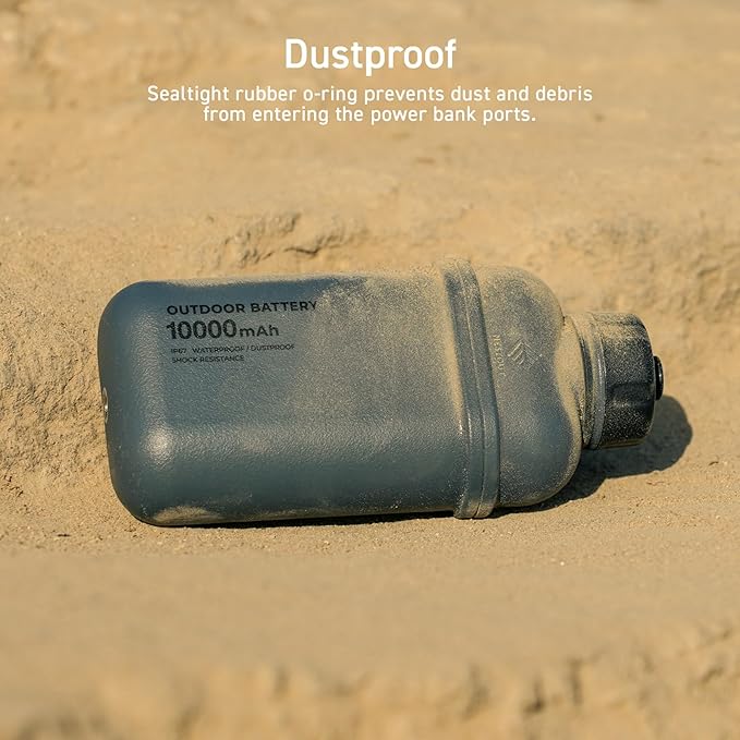 ELECOM NESTOUT Rugged Power Bank, 15000mAh Outdoor Charger, 32W USB C Fast Charging PD, Waterproof IP67, Heavy Duty Shockproof, Tactical Battery Pack for iPhone Tablet Hiking Camping Survival (Black)