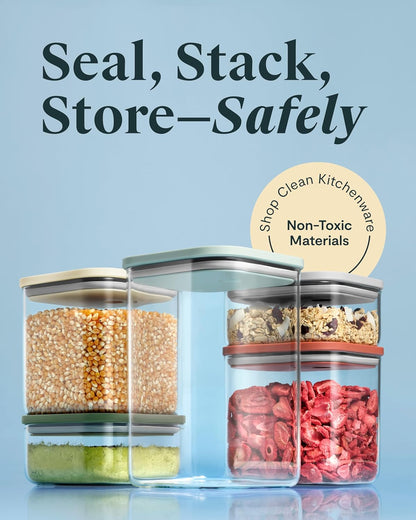 Caraway 14-Piece Glass Airtight Food Storage Containers with Lids – Non-Toxic, BPA-Free Kitchen Storage Containers – Stackable, Space-Saving Airtight Containers for Dry Goods and More - Mist