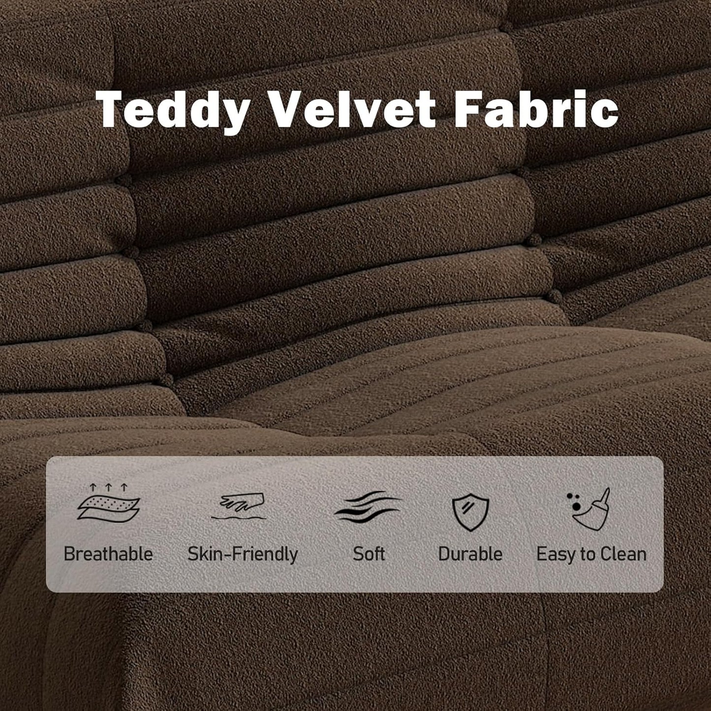 Big Bean Bag Chairs for Adults, 3 Seater Large Bean Bag Chair Sofa, Fireside Chair Lazy Sofa Chair with High Density Comfortable Foam, Modern Bean Bag for Living Room, Bedroom, Office (Coffee)