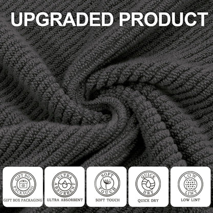 VOOVA & MOVAS Grey Washcloths (6PC, 13"x13") - 100% Cotton | Thick | Quick Dry | Light Weight, 6 Pack Hand Towels, Wash Cloths for Showering, Bathroom Gift Set, Dark Gray