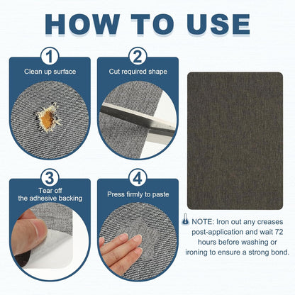 PATIKIL 8x11 Inch Linen Repair Patches, 2Pcs Self-Adhesive Fabric Patch for Sofas Tote Bags Furniture Car Seats Clothes Tents, Dark Gray