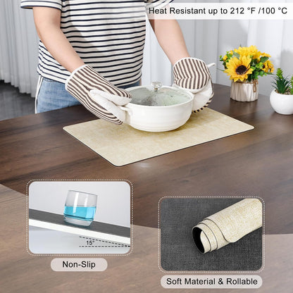 Myir JUN Placemats Dual Sided, Faux Leather Place Mats Set of 8 Indoor Placemats for Dining Table Non-Slip Washable Placemats Heat Resistant Outdoor Table Mats (Set of 8, Gray Cream)