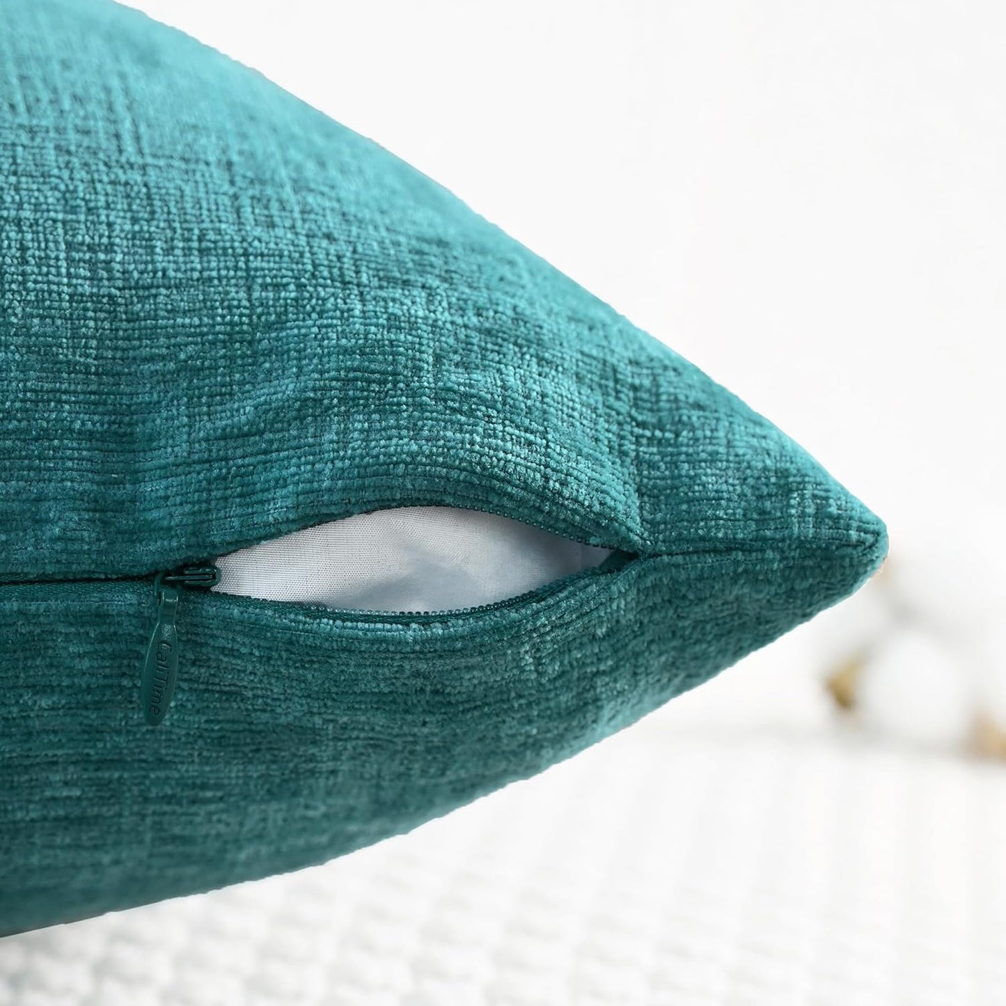 CaliTime Throw Pillow Covers Decorative 26 X 26 Inches Pack of 2 Cozy Chenille Cushion Cases for Couch Sofa Bed Living Room Home Teal