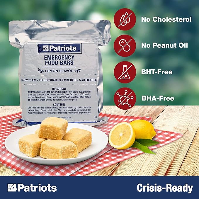 4Patriots Emergency Food Bars: Non-Perishable S.O.S Ration Designed to Last 5 Years, 9 Servings