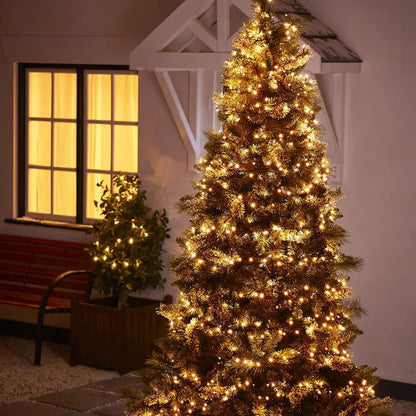 Dazzle Bright Christmas String Lights, 66FT 200 LED Connectable Green Wire 8 Modes String Lights, Waterproof Christmas Lights for Indoor Outdoor Patio Party Wedding Decorations, Warm White